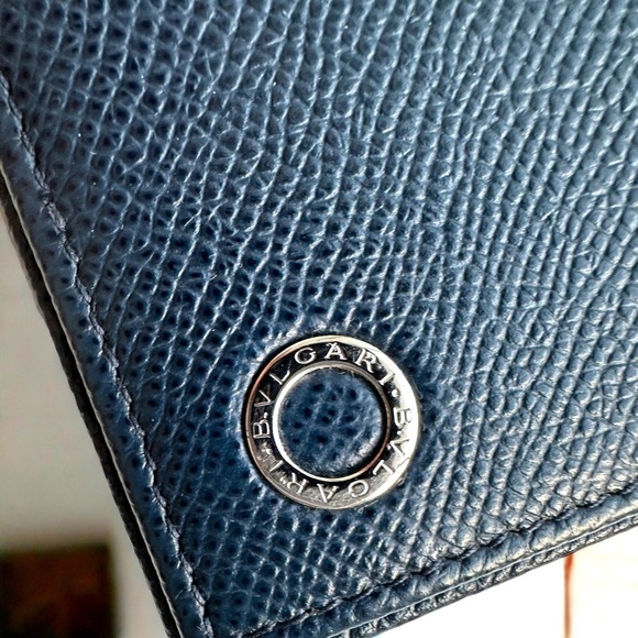 Bulgari Bvlgari B Zero 1 Blue Pebbled Bifold Long Wallet EXCELLENT - Picture 5 of 11